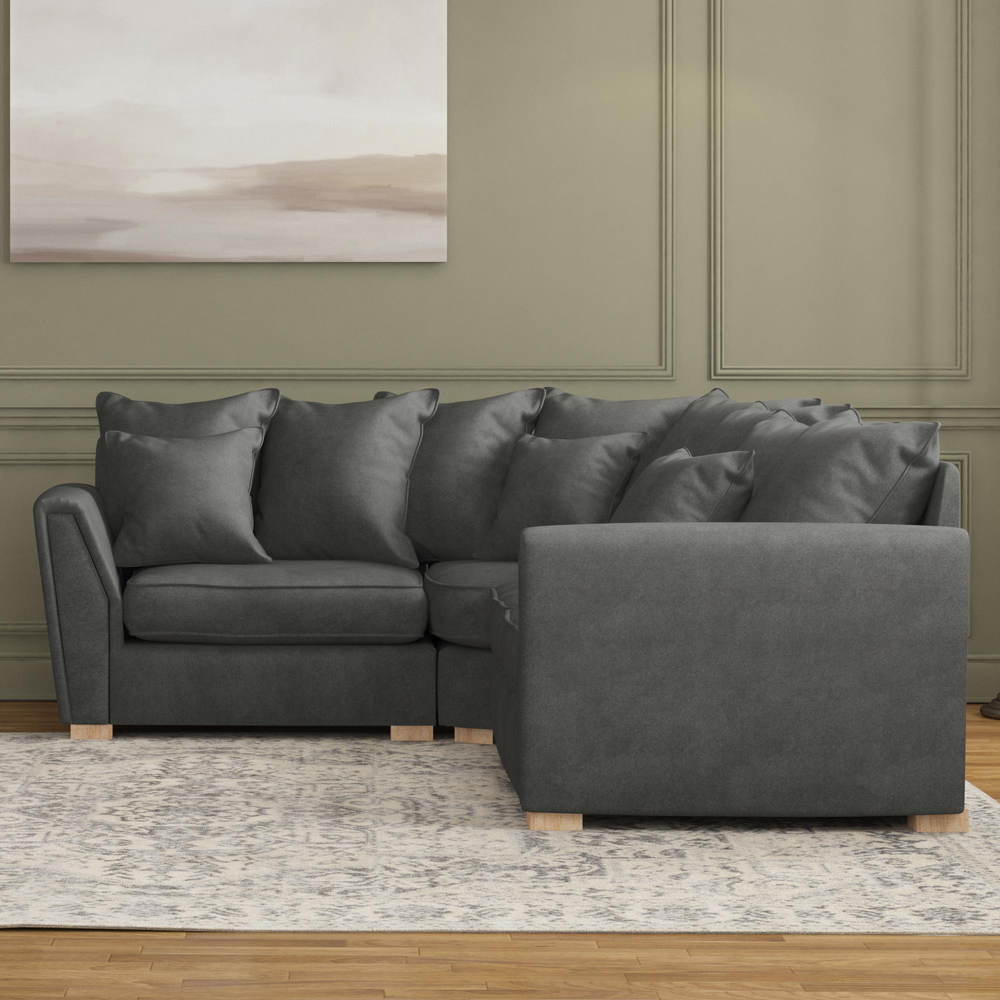 Wendleberry 3 Seater Steel Plush Velvet Scatter Back Left Hand Corner Sofa Image 5