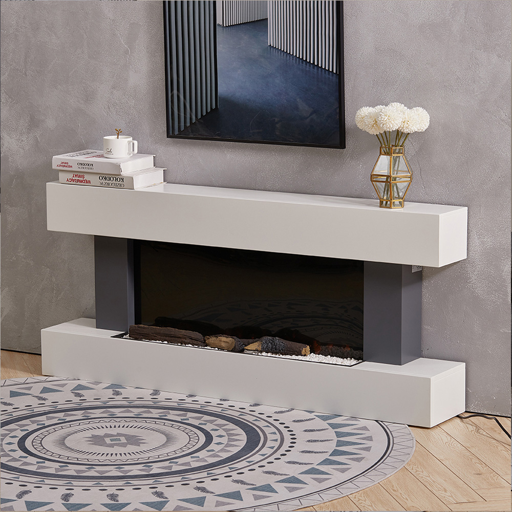 Living and Home 52 Inch Electric Fireplace White LED Surround Set with Remote Control Both Side Nightlight Image 6