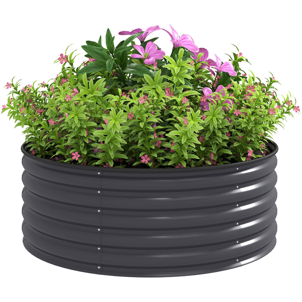 Outsunny Dark Grey Galvanised Planter with Gloves 1.4 x 3.9ft Image 1