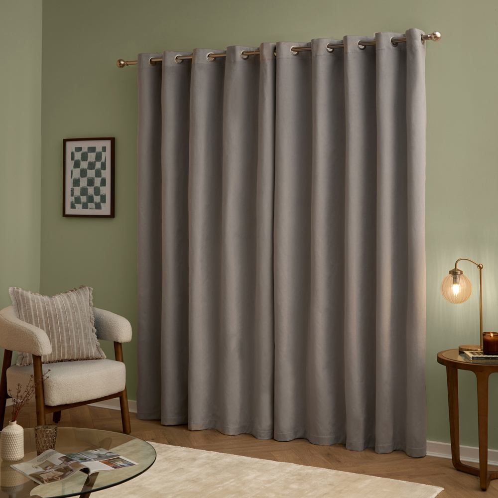 Furn The Ultimate Silver Velvet Blackout Eyelet Curtains 229 x 229cm Image 2
