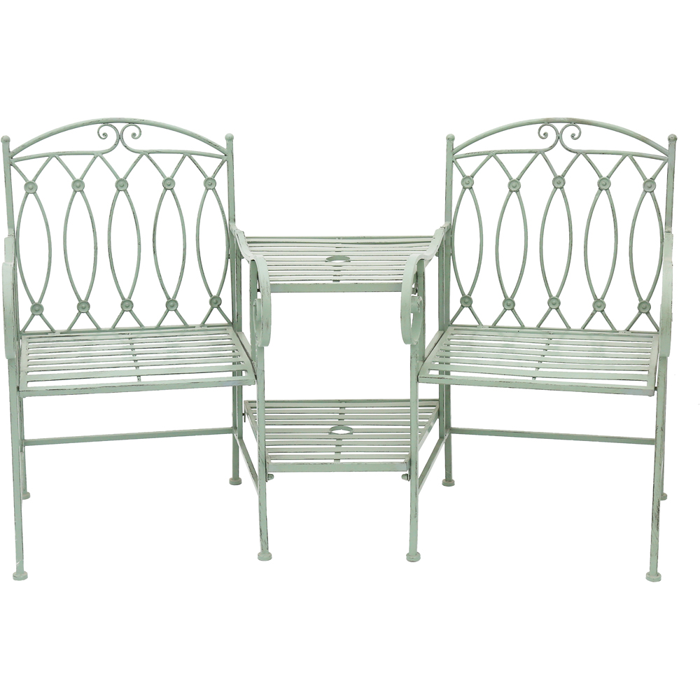 Charles Bentley 2 Seater Heritage Green Decorative Rustic Metal Garden Companion Seat Image 2