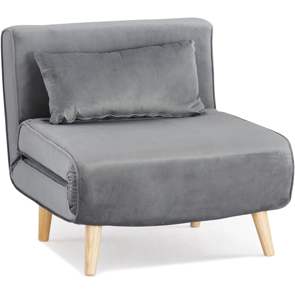 Home Detail Kendal Single Sleeper Grey Velvet Chair Bed Image 3