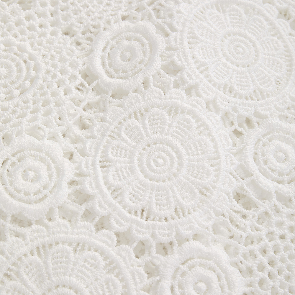 Living and Home White Polyester Floral Embroidered Tablecloth 180 x 125cm Image 4