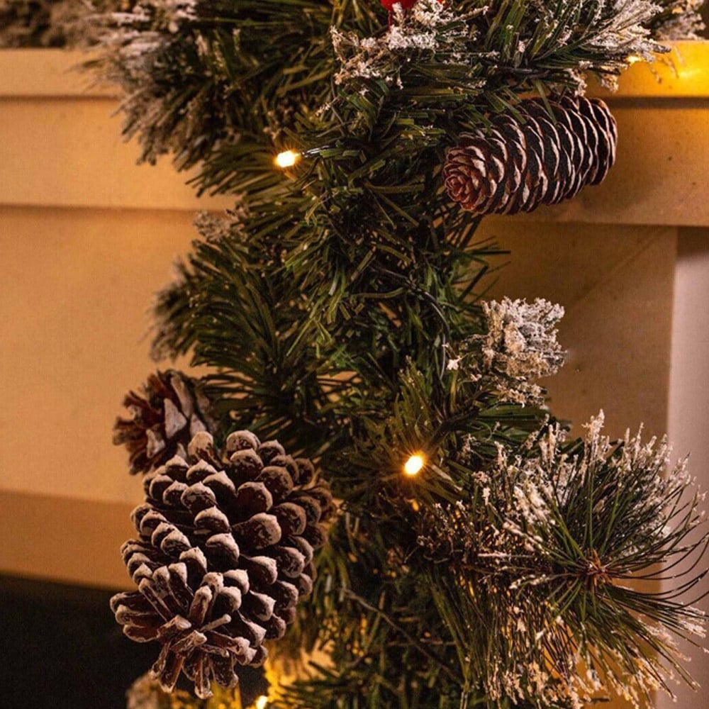 Marco Paul Warm White LED Christmas Garland with Frosted Pinecones 180cm Image 3