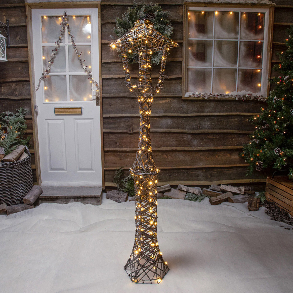 The Christmas Centre 170 Multicolour LED Brown Weave Light-Up Lamp Post Lantern 5ft Image 4