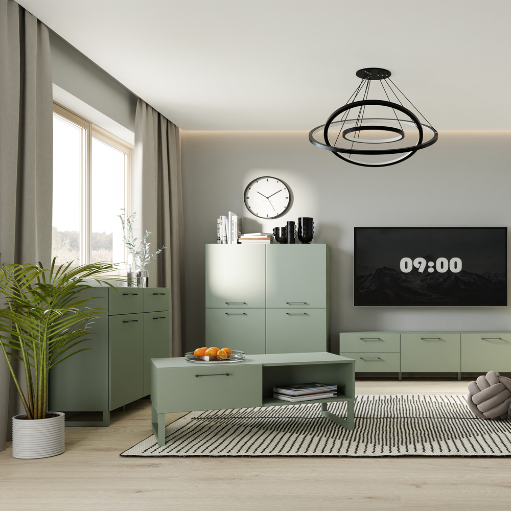Florence Sali 2 Door 2 Drawer Sage Green Sideboard Image 7