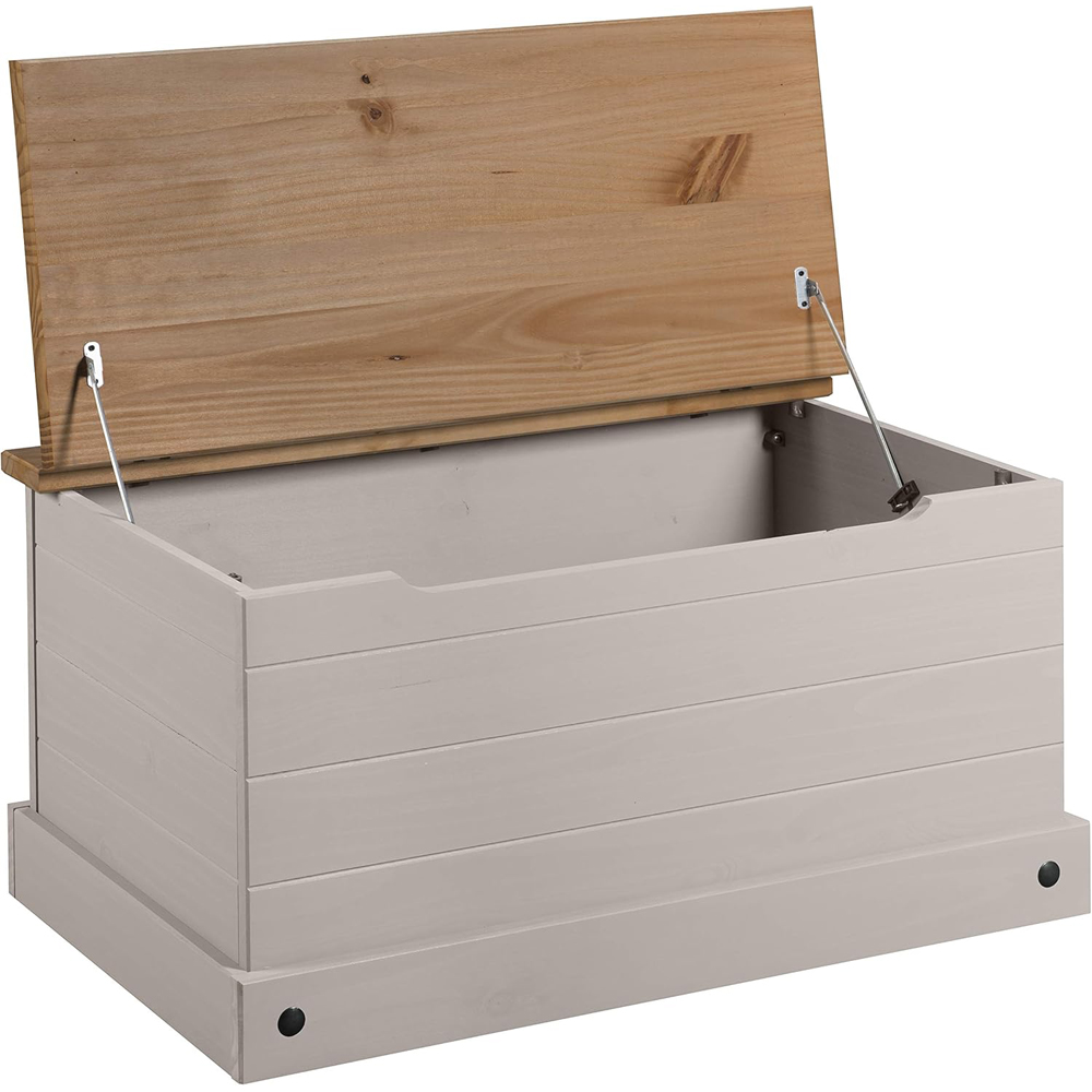 Mews Corona Grey Waxed Pine Mexican Style Storage Ottoman Image 3