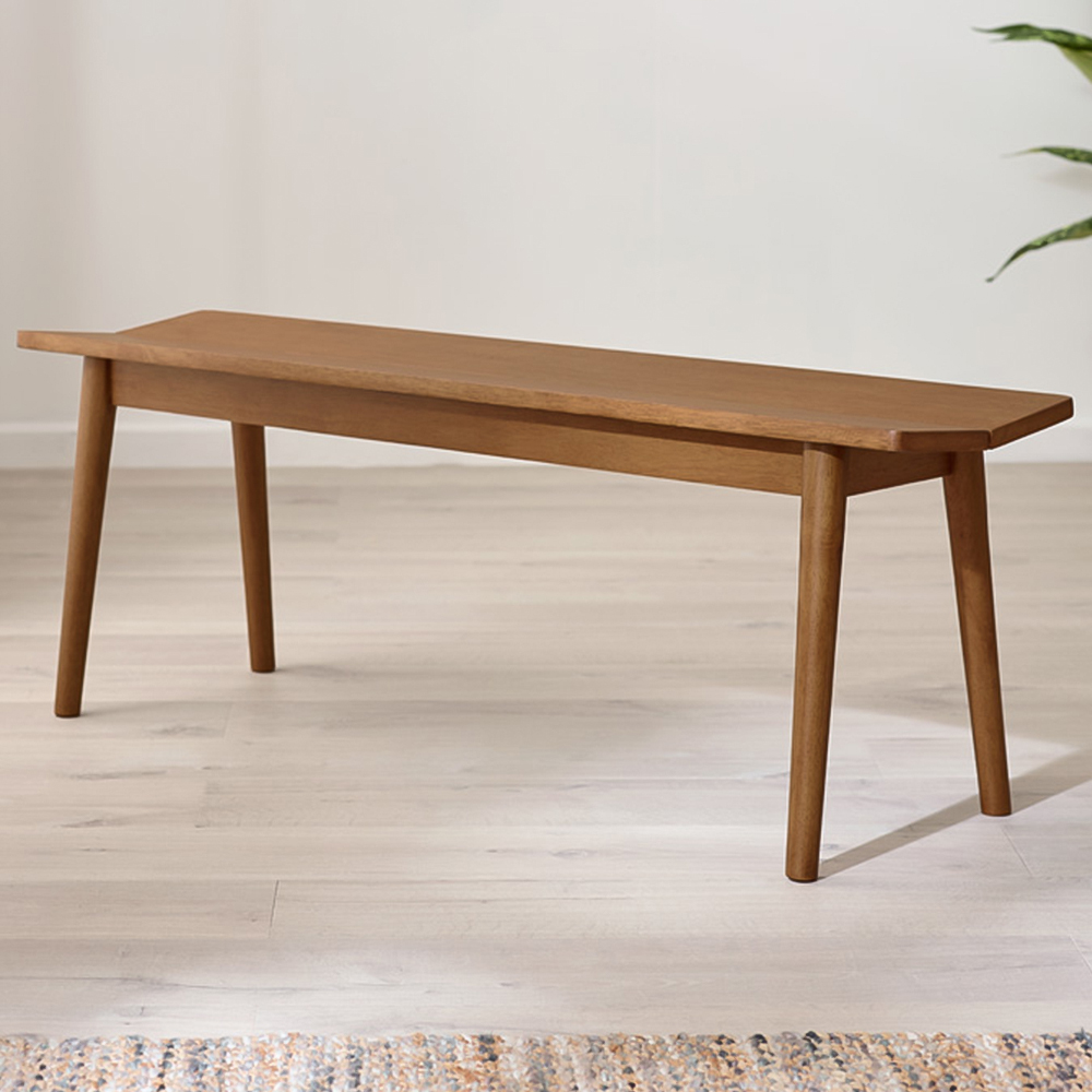 Furniturebox Lymington 3 Seater Walnut Effect Solid Wood Dining Bench Image 1