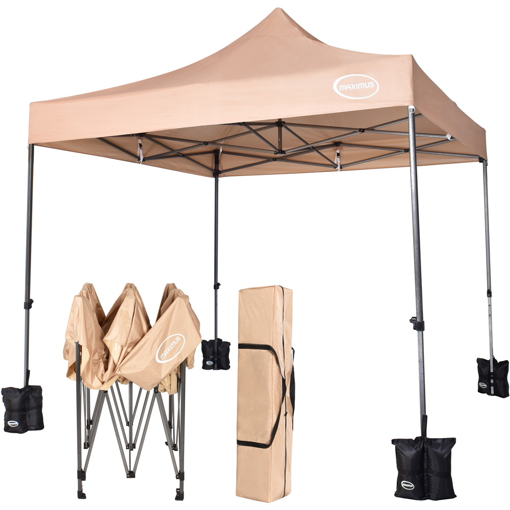 Maximus Beige Pop Up Patio Canopy Tent 3 x 3m Image 2