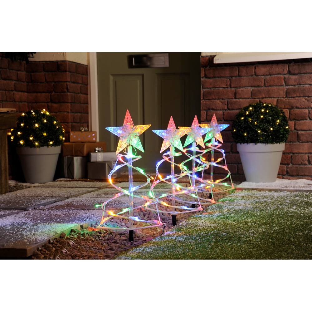 Festive 100 Multicolour LED Spiral Pathfinder Trees 4 Pack Image 2