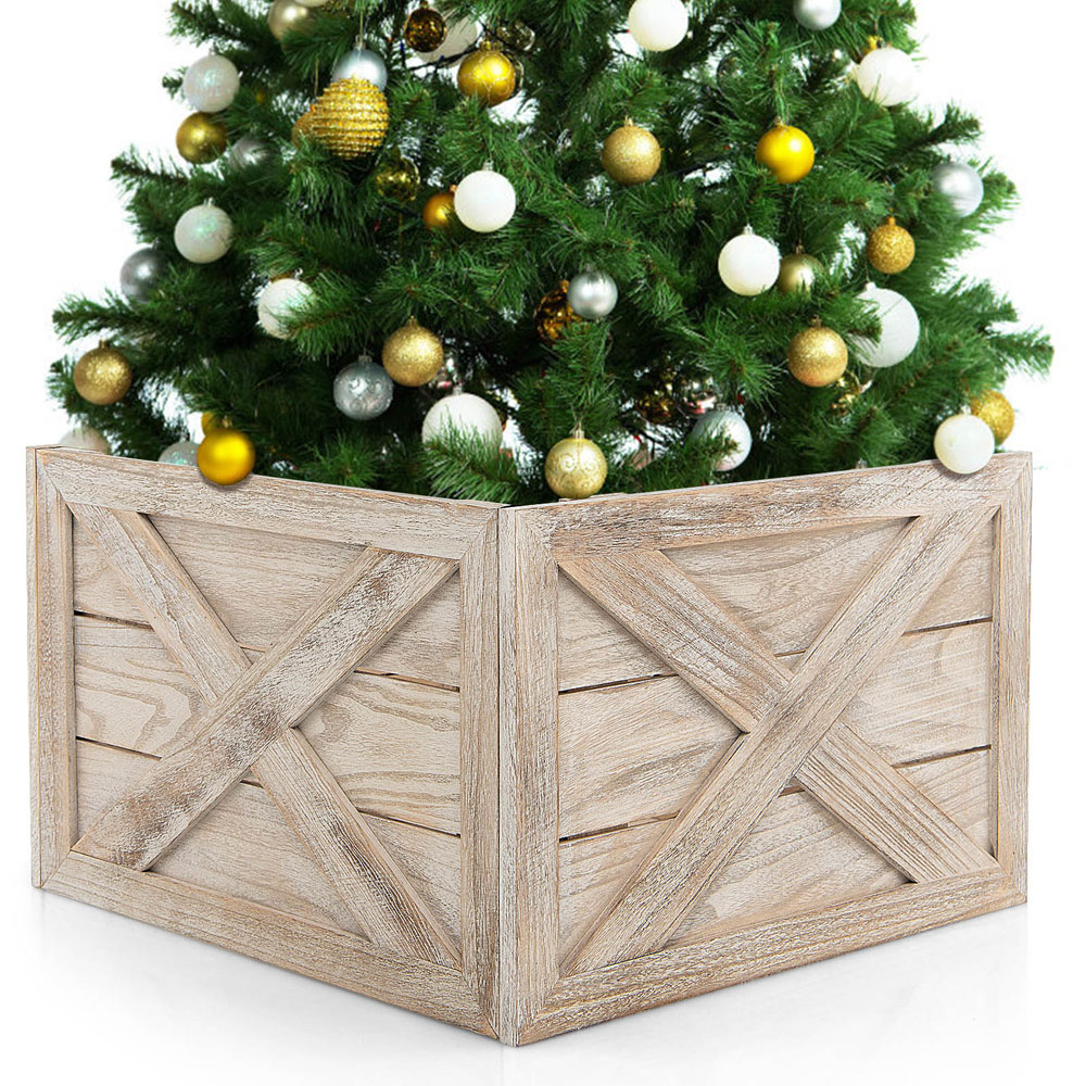 Costway Brown Christmas Tree Box Stand Small Image 3