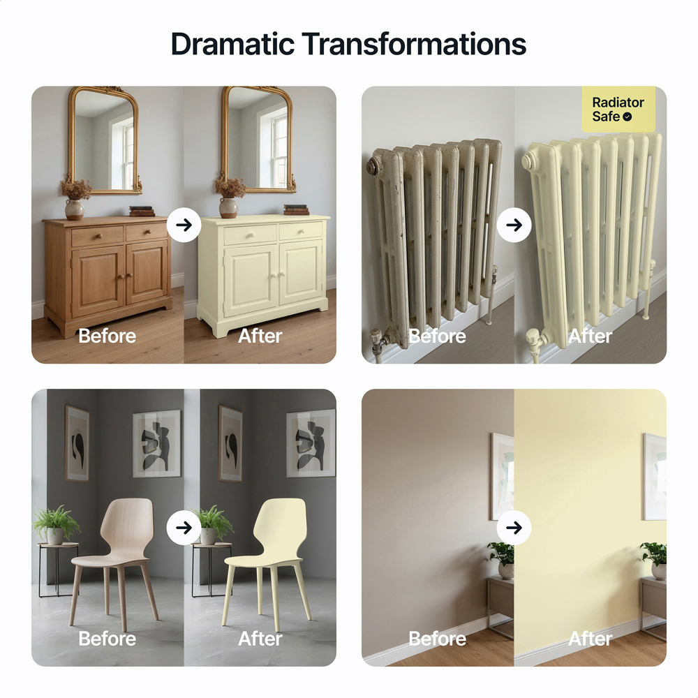 Hemway Lemon Chiffon Furniture and Walls Matt Chalk Paint 1L Image 5