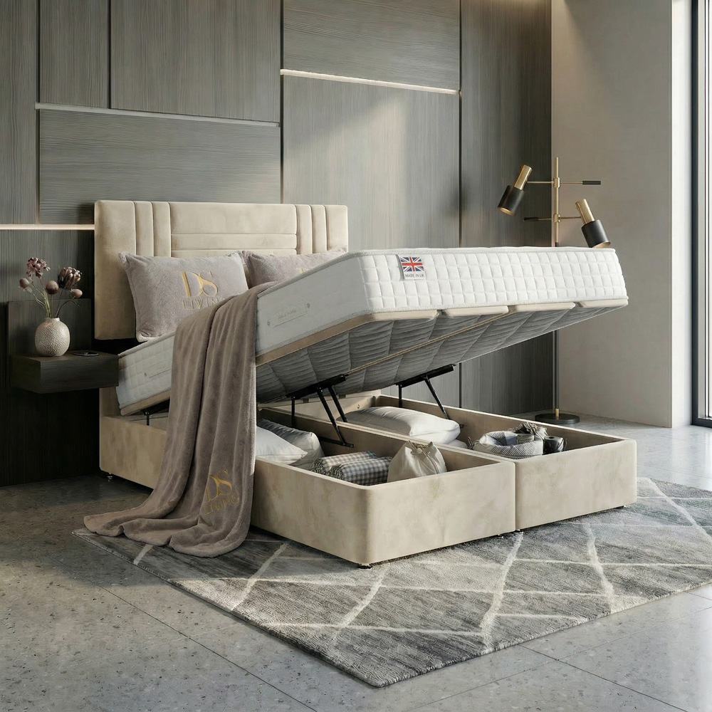 DS Living Orion Double Cream Plush Ottoman Bed Image 2