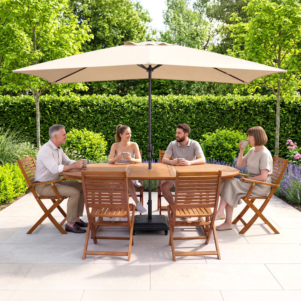 Charles Bentley Beige Rectangle Crank Parasol 3m Image 5