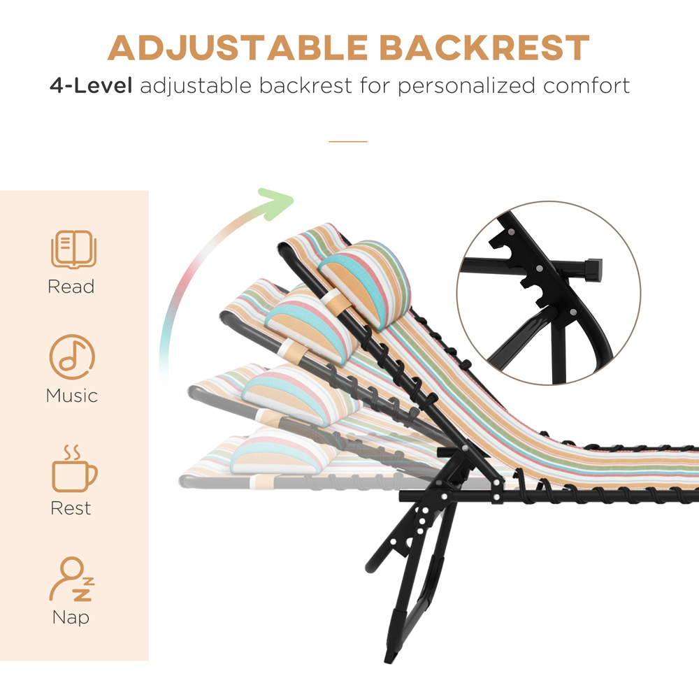 Outsunny Set of 2 Multicolour Foldable Cot Sun Lounger Image 4