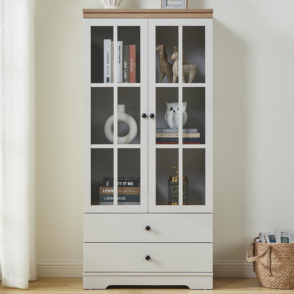 Cambridge 2 Door 2 Drawer Grey Small Display Cabinet Image 1