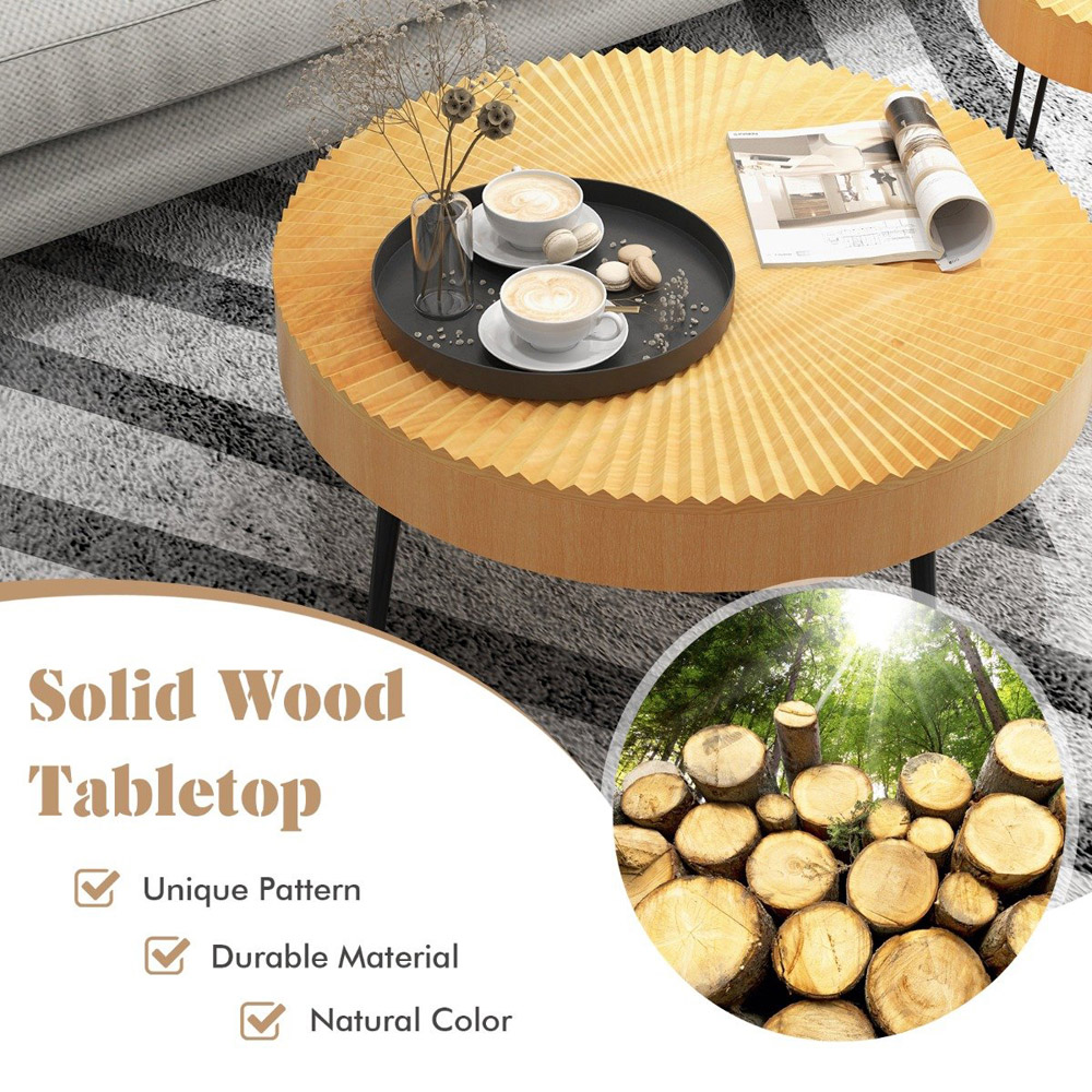 Costway Boho Farmhouse Coffee Table Set of 2 Image 7