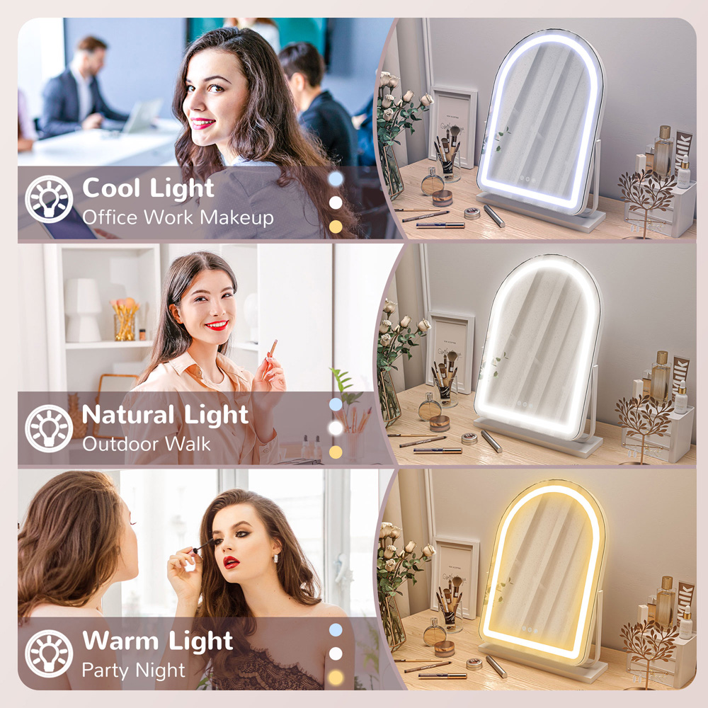 Portland 3 Colour 360 Degree Rotation LED Lighted Vanity Mirror with Touch Screen Image 5