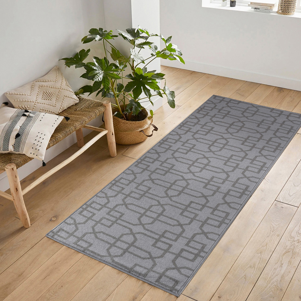 Desire Rugs Havana Silver Cubed Trellis Anti Slip Door Mat 120 x 67cm Image 5