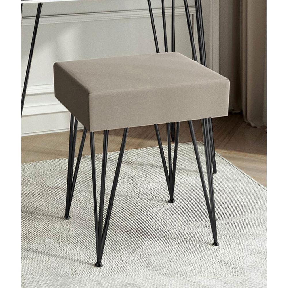 CARME Home Claudia White and Black Dressing Table with Velvet Stool Image 4