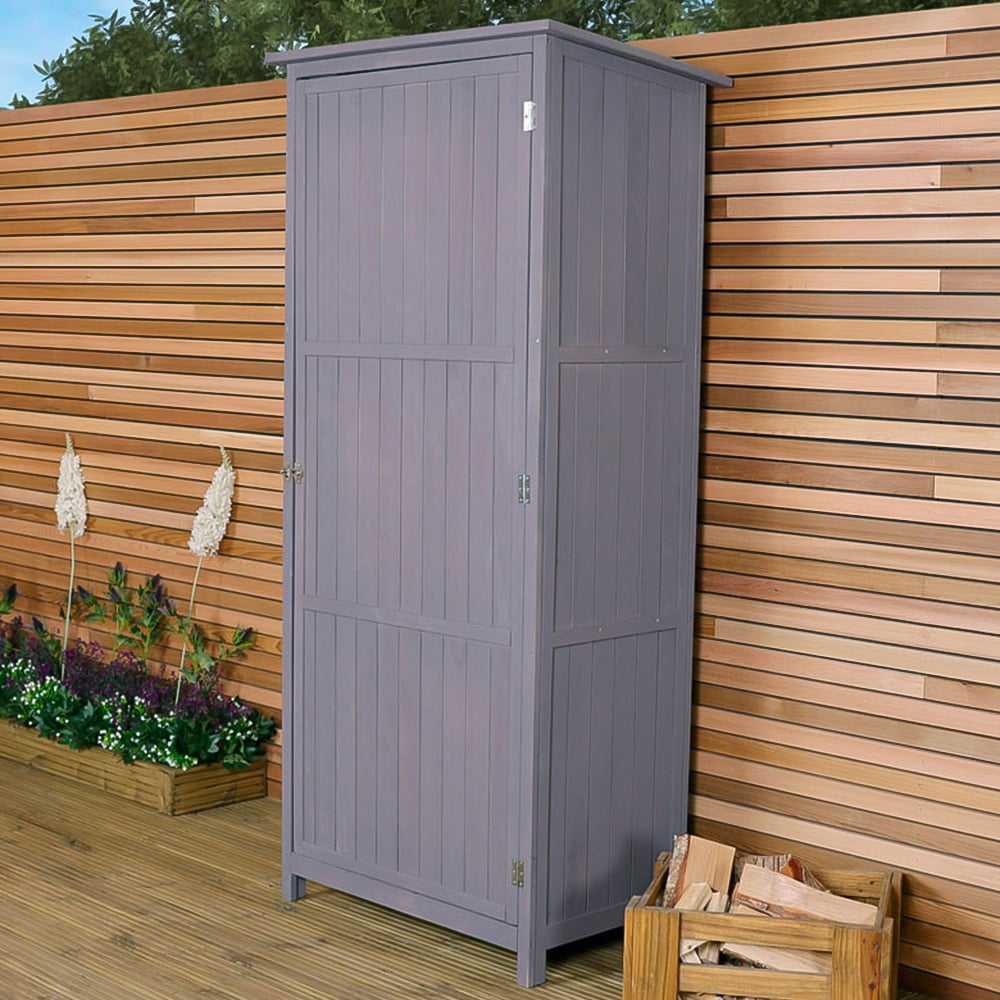 Charles Bentley 1.8 x 2.8 Grey Wooden Storage Shed Image 2