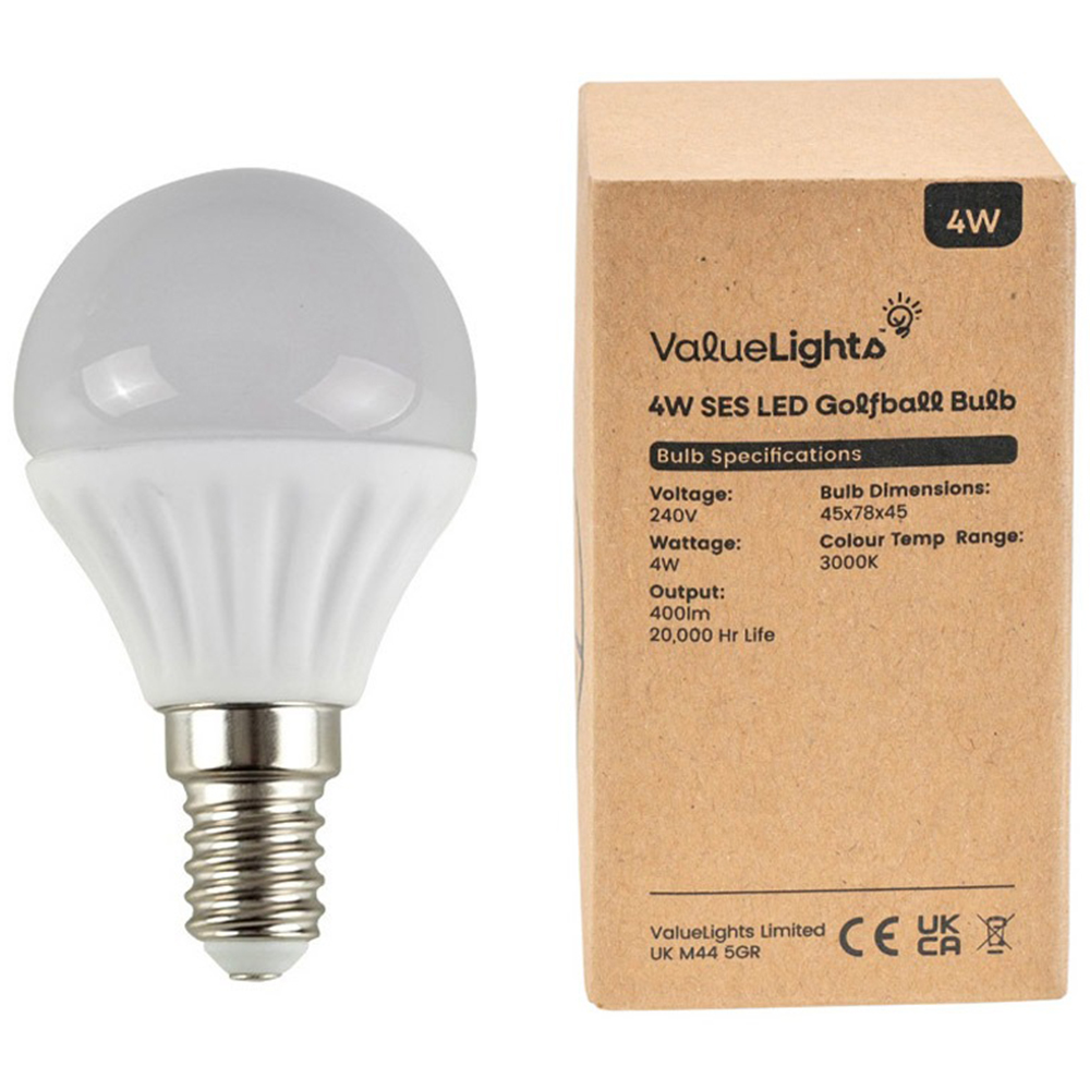 ValueLights 8 Pack E14 LED 4W 3000K Warm White Golfball Light Bulbs Image 2