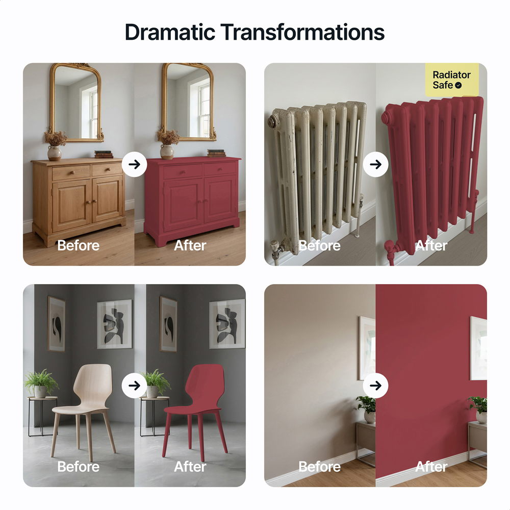 Hemway Dark Cherry Red Furniture and Walls Matt Chalk Paint 1L Image 5