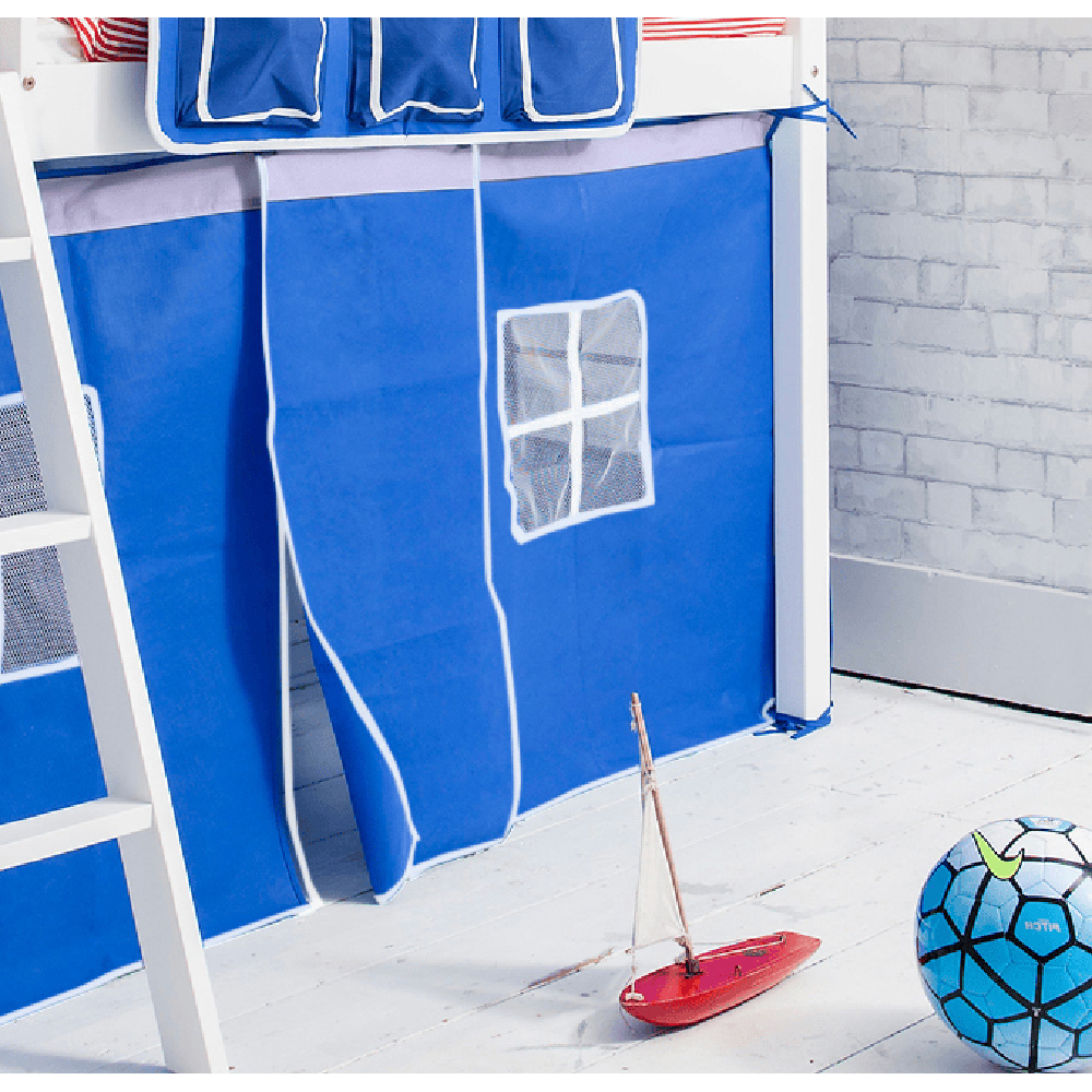 Noa and Nani Ontario White Mid Sleeper Shorty Cabin Bed with Blue Tent Image 3