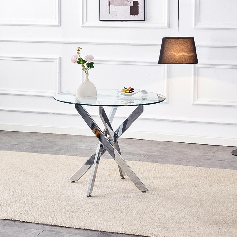 Kosy Koala Glass Round Dining Table with Chrome Legs Image 3