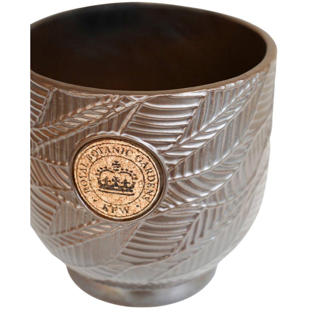 Ivyline Kew Charcoal Leaf Embossed Cork Reactive Glaze Indoor Planter 18cm Image 3