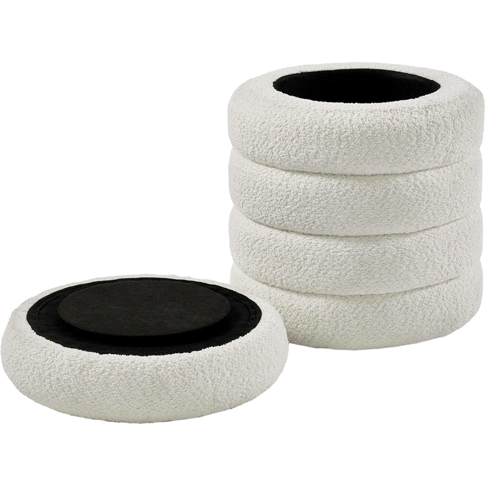 Julian Bowen Hailey Ivory Boucle Upholstered Ottoman Stool Image 4
