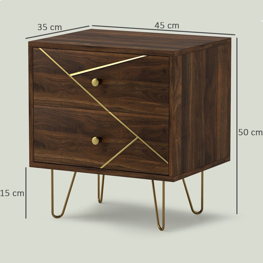 Portland 2 Drawer Brown Bedside Table Set of 2 Image 9