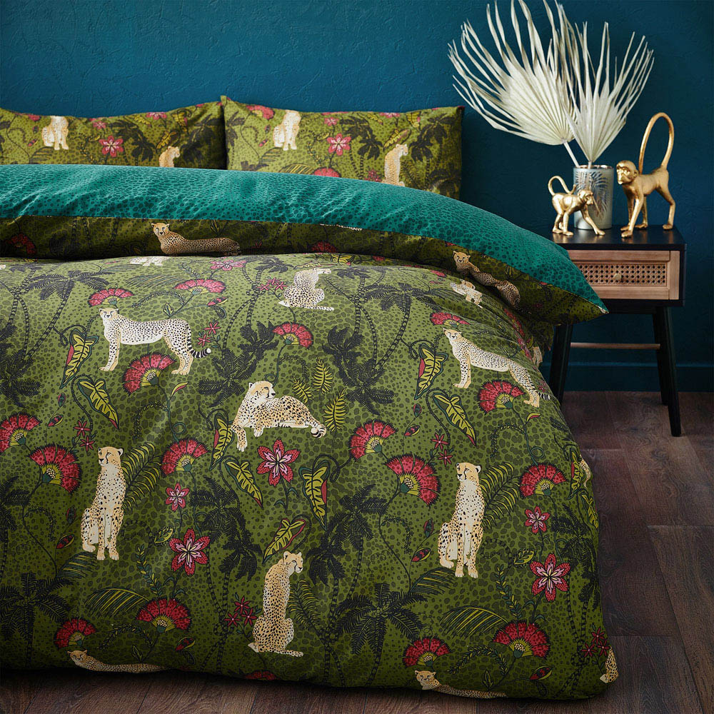 furn. Tropica Cheetah King Size Multicolour Duvet Set Image 2