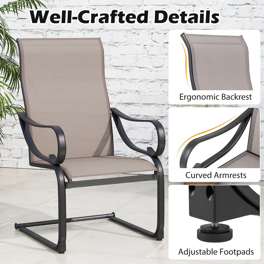 Costway Set of 2 Grey C Spring Dining High Back Chairs Image 6