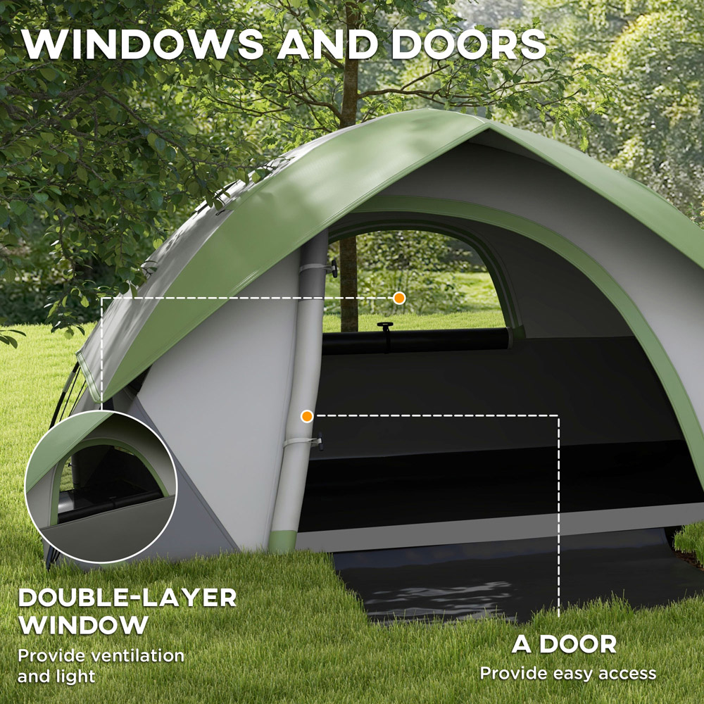 Outsunny 2 Person Waterproof Camping Tent with Sewn-in Groundsheet Green Image 7