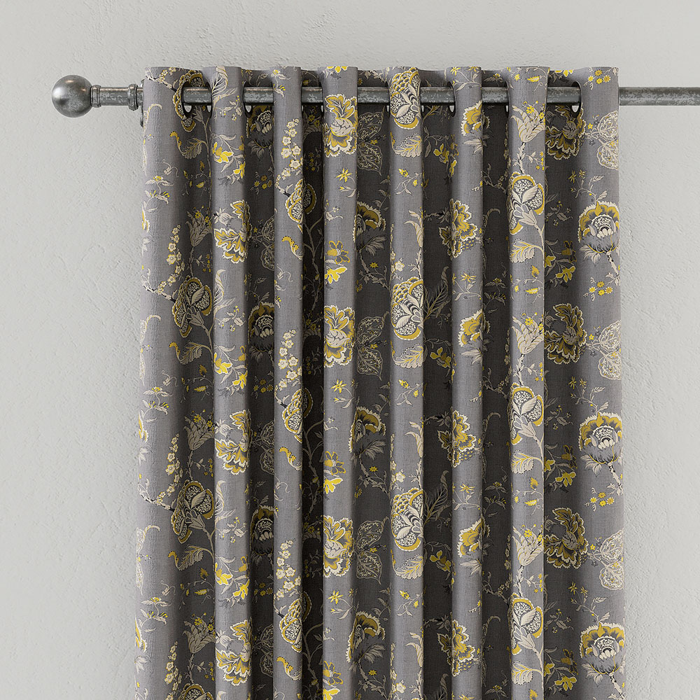 V&A Palampore Trail Grey Lined Blackout Pencil Pleat Curtains 229 x 229cm Image 2