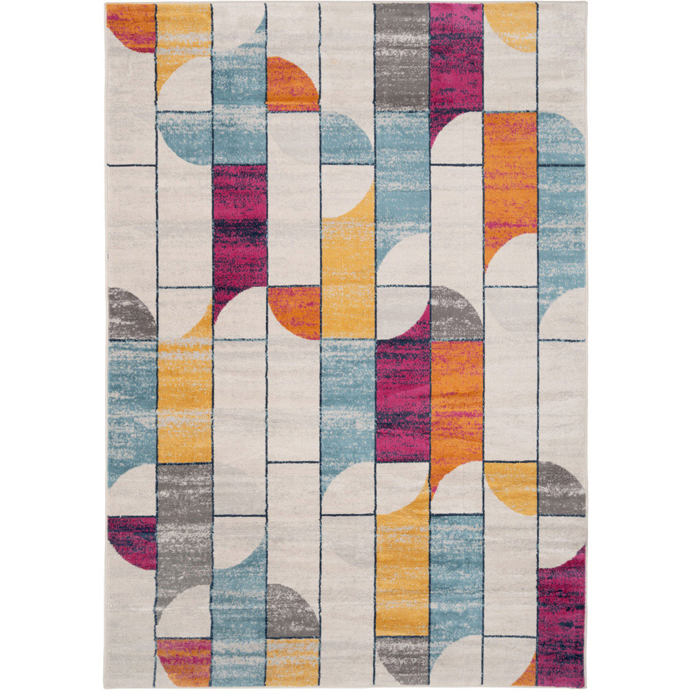 Kukoon Bold Multicolour Retro Geometric Rug 290 x 200cm | Homebase