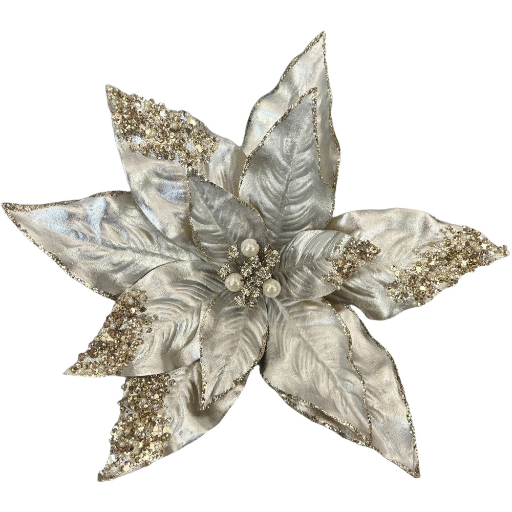 Metallic Poinsettia Flower Clip Image 5