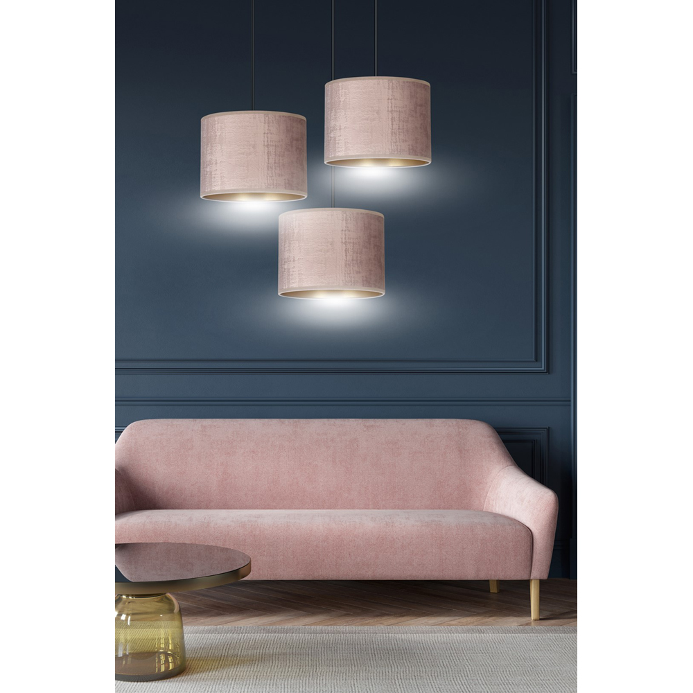 Emibig Hilde 3 Light Pink Shade Black E27 Ceiling Pendant Light Image 6