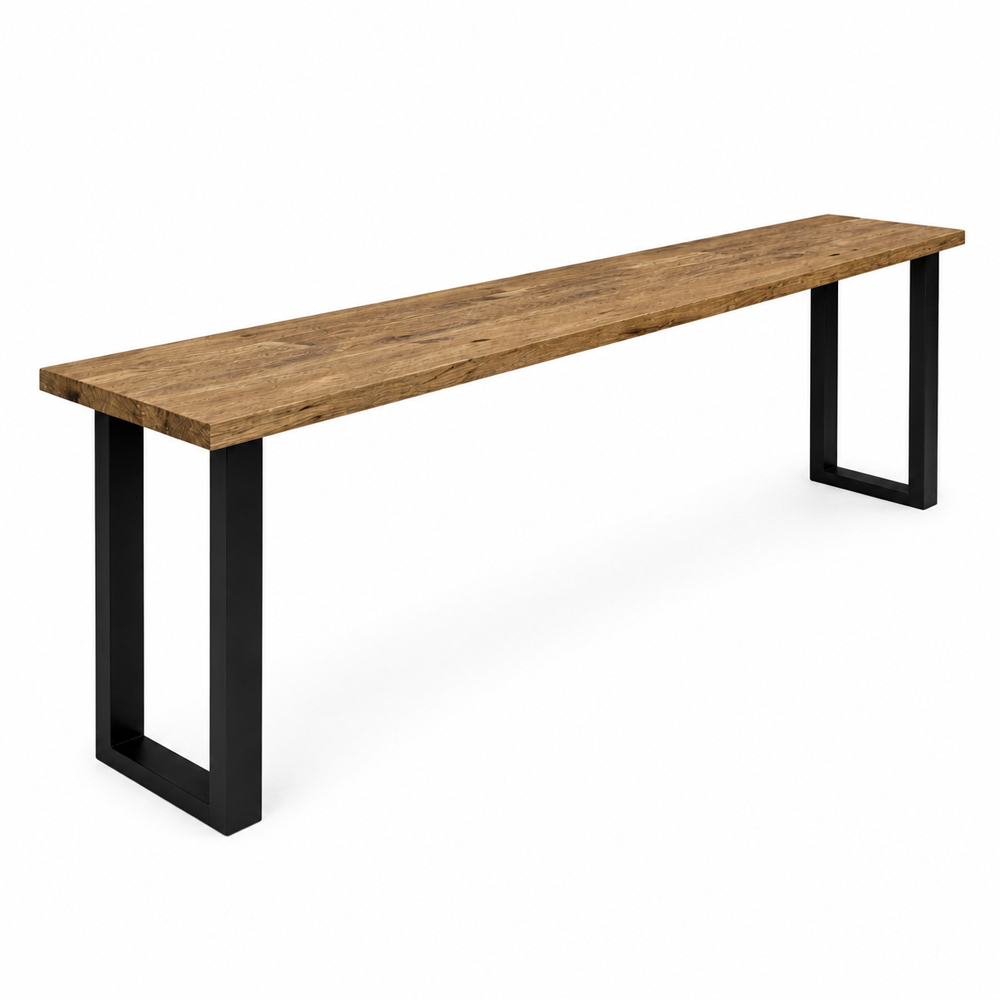 Homebase Staved Oak Onyx Brown Breakfast Bar Table 140cm Image 2