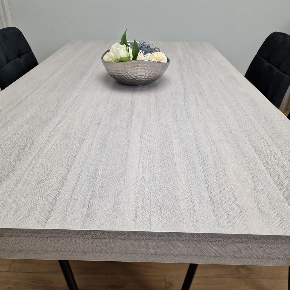 Portland 4 Seater Square Velvet Dining Table Set Arrow Grey and Black Image 2