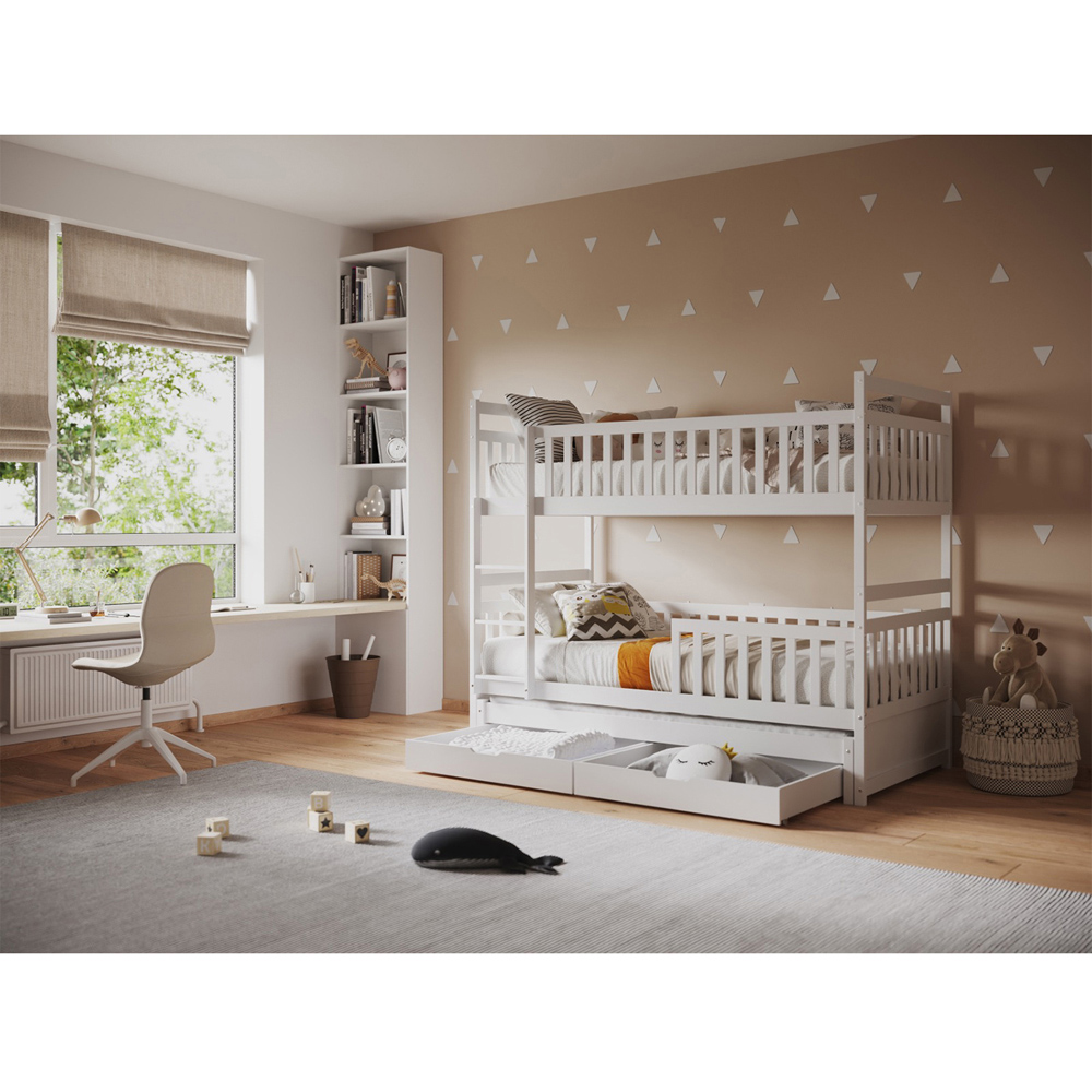 Flair Elvis White 2 Drawer Wooden Bunk Bed with Trundle Image 2