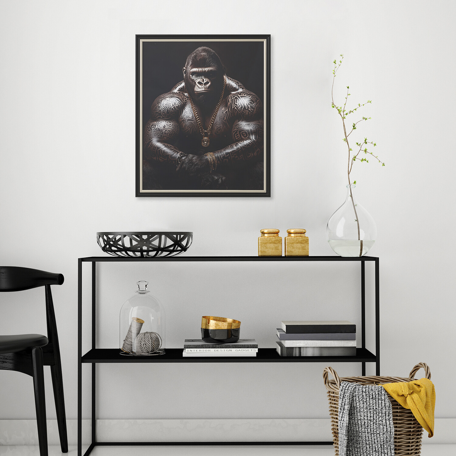 Tattooed Gorilla Gloss Art Frame Black Image 6