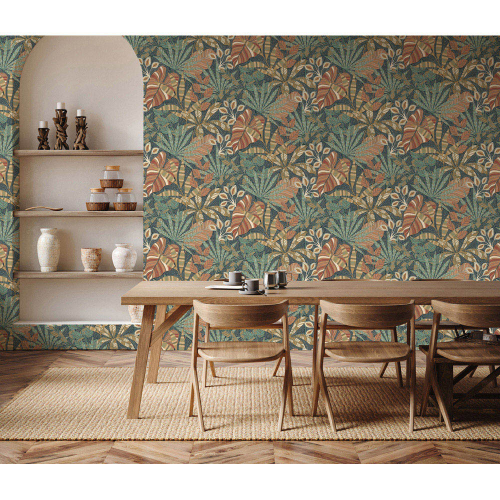 Esselle Home Kirra Leaf Navy and Spice Wallpaper Image 5