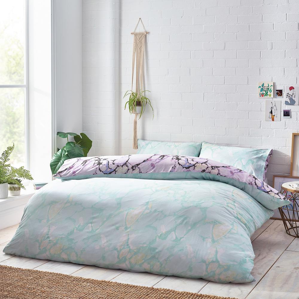 Style Lab Marble Single Pastel Purple Abstract Duvet Cover Set Image 2