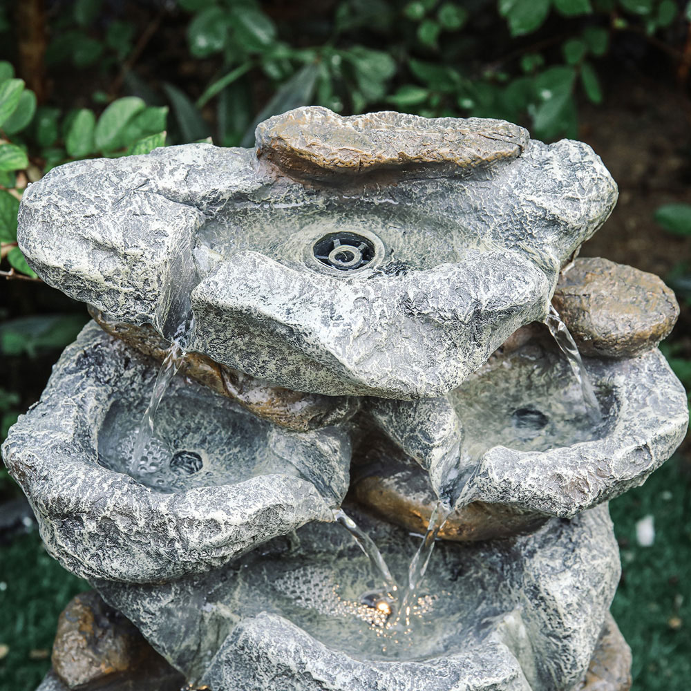 Living and Home Outdoor LED Rockery Waterfall Fountain Image 6