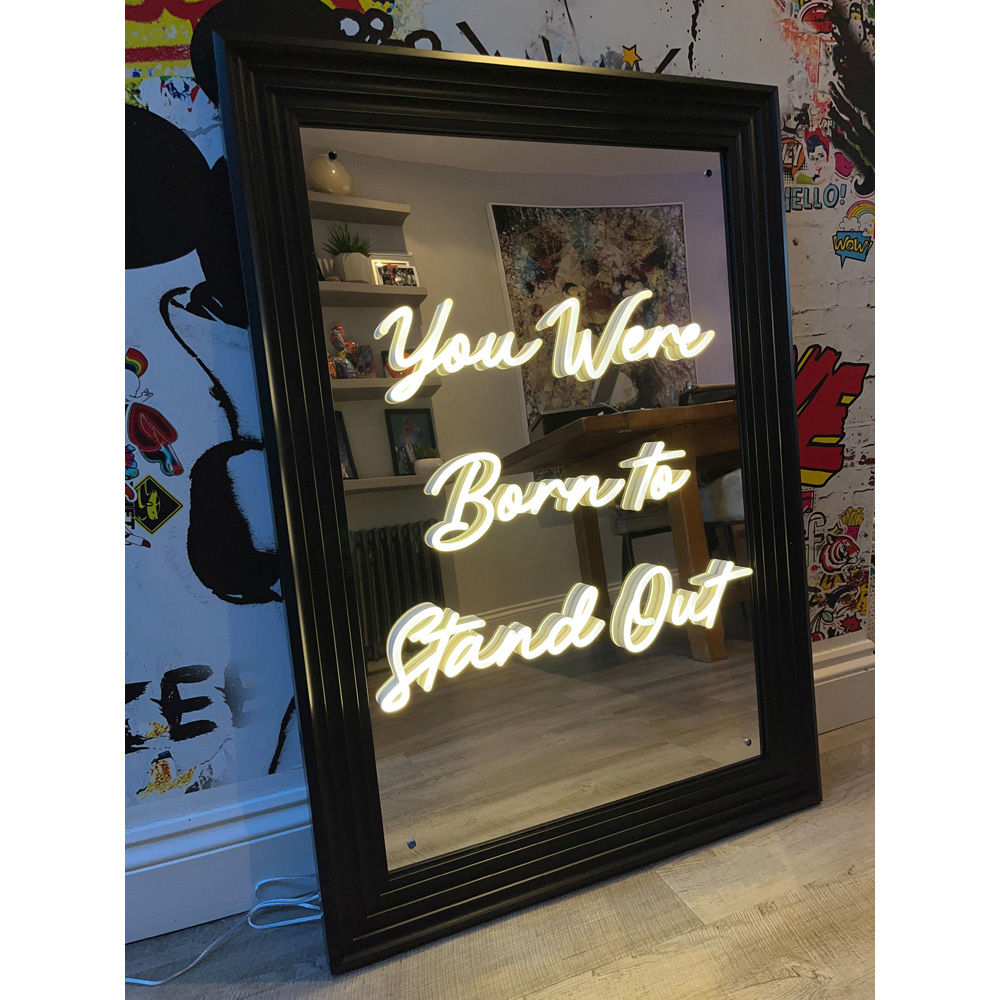 Splashbax You Were Born to Stand Out Mirror Black Premium Gallery Frame LED Neon Wall Art Image 6