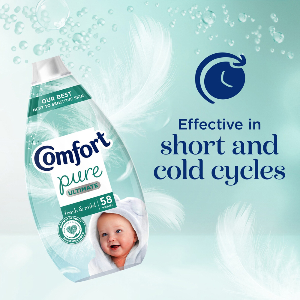 Comfort Pure Ultimate Fresh and Mild Ultra Concentrated Fabric Conditioner 58 Washes 870ml 6 Pack Image 4