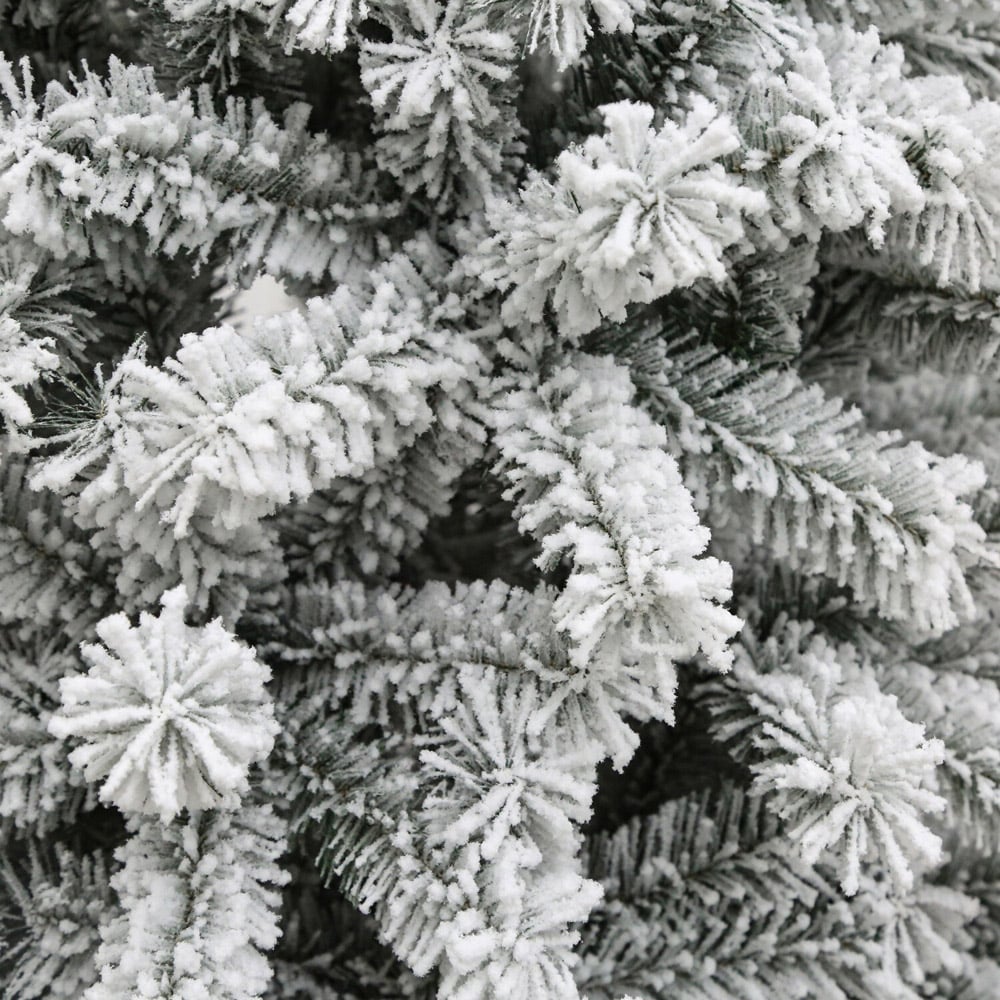 Flocked Fir Christmas Tree 7ft White and Green Image 3