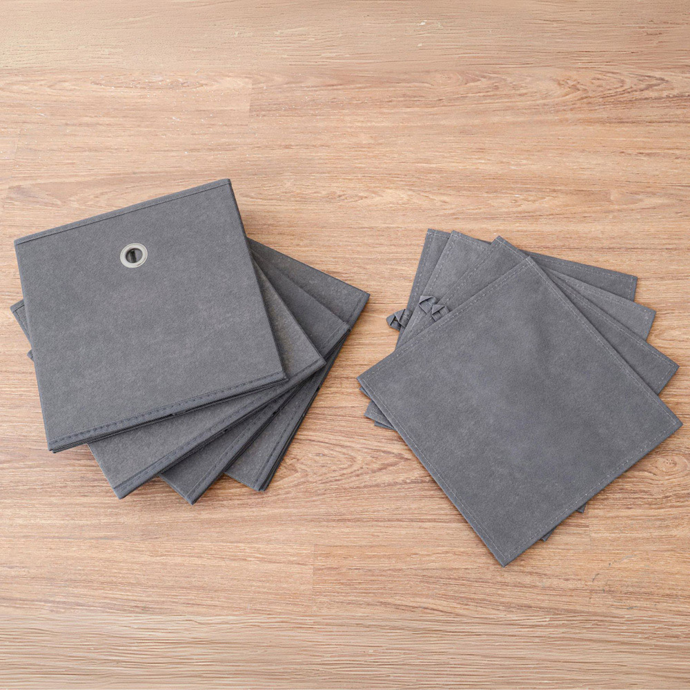 Home Source Grey Fabric Cube Storage Box 4 Pack Image 3